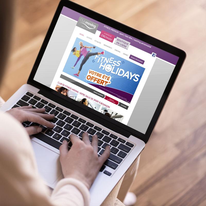 Création de visuels pour habiller le site web du club Moving par Cactus