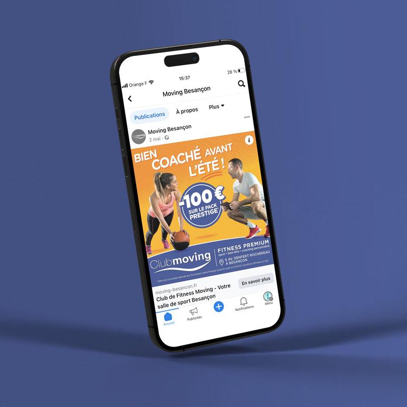 Création de visuels pour les réseaux sociaux du club Moving par Cactus
