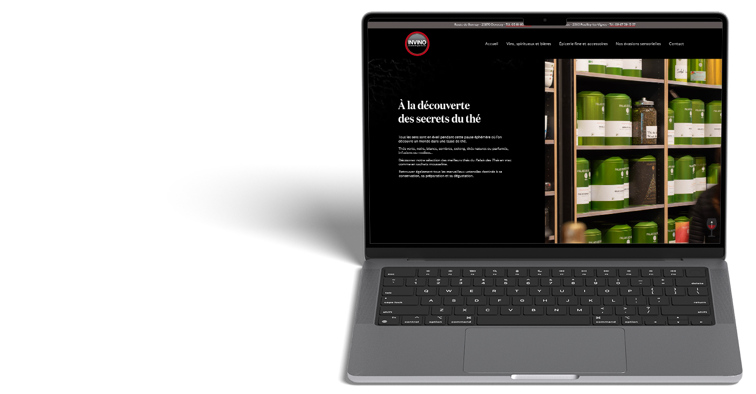 Mockup MacBook présentant le site internet Invino